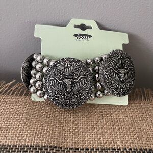 IC COLLECTION Silver Western Concho Stretch Bracelet